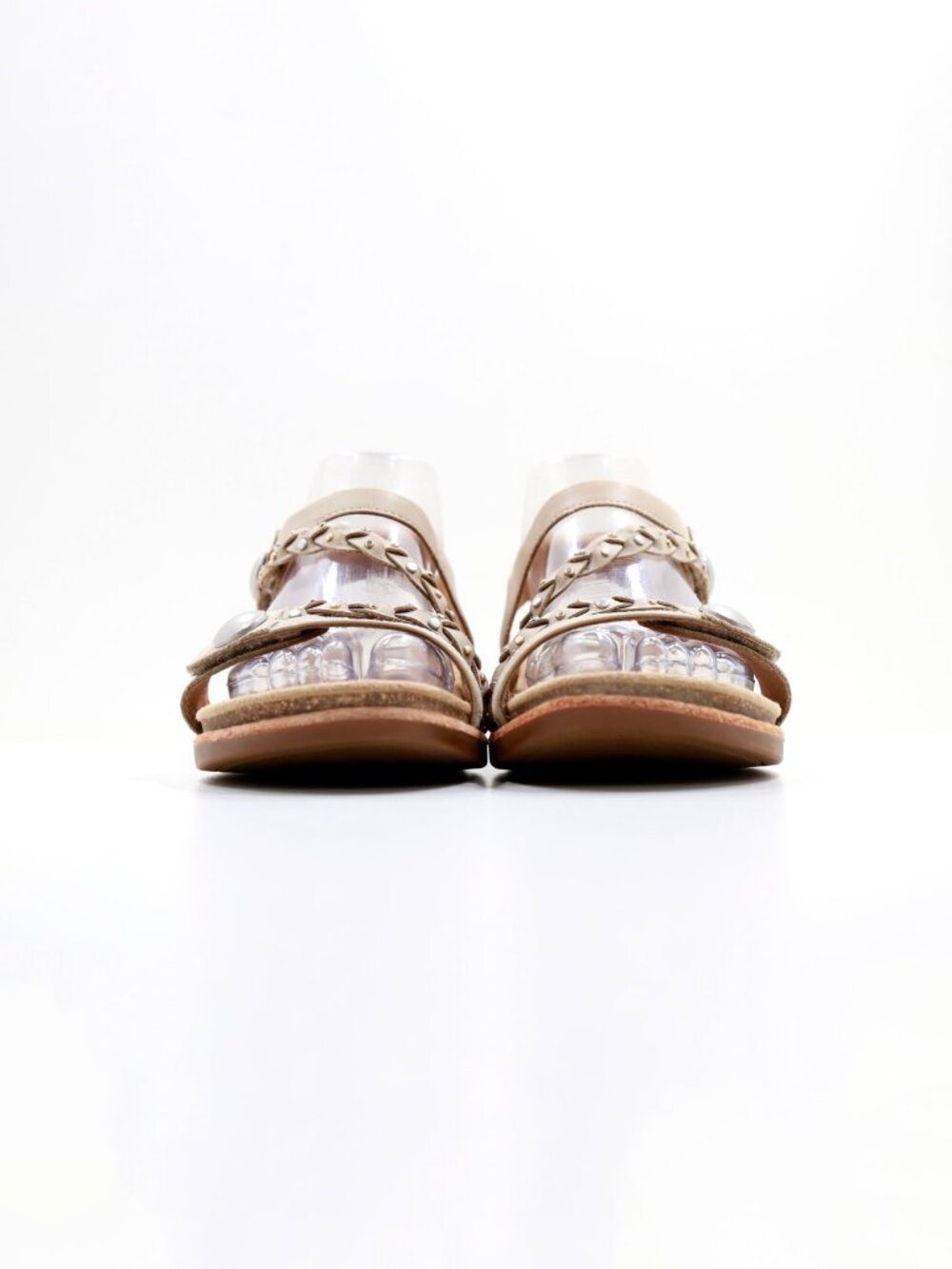 Aetrex Jenn Beige Leather Flat Adjustable Strappy Sandals - 7.5/EU 38 - Picture 2 of 7